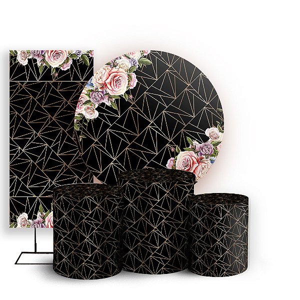 KIT Redondo Trio e Faixa - Arabesco Floral - Sublimado 3D