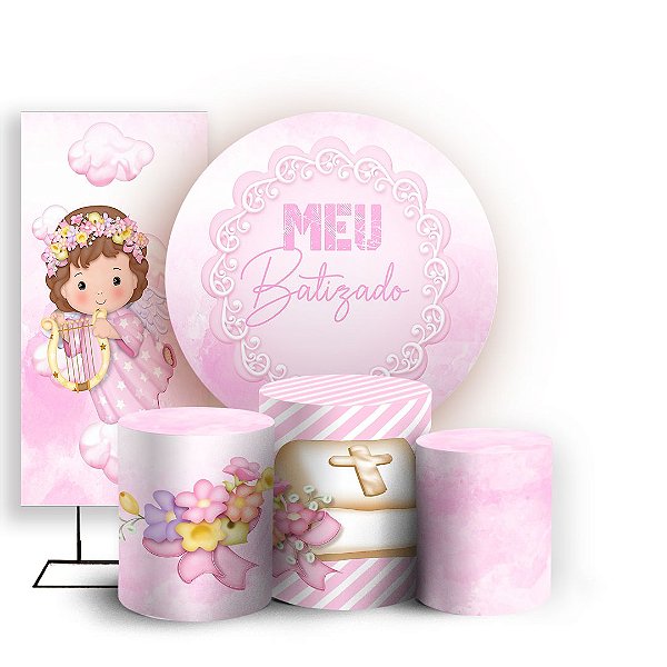 KIT Redondo Trio e Faixa - Batizado - Sublimado 3D