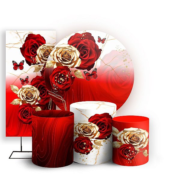 KIT Redondo Trio e Faixa - Borboleta Floral - Sublimado 3D