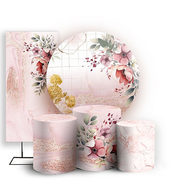 KIT Redondo Trio e Faixa - Floral - Sublimado 3D