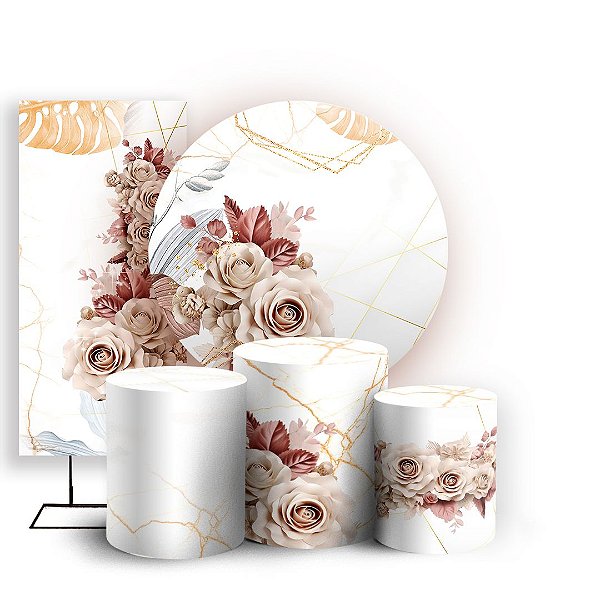 KIT Redondo Trio e Faixa - Floral - Sublimado 3D