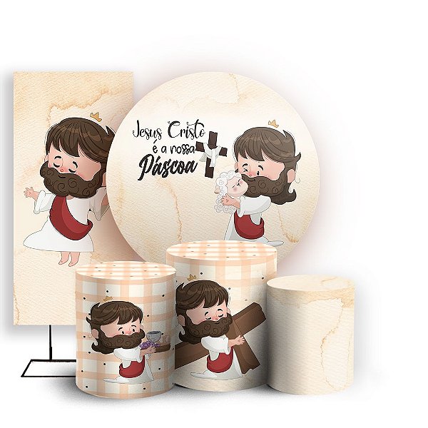 KIT Redondo Trio e Faixa - Jesus Pascoa - Sublimado 3D