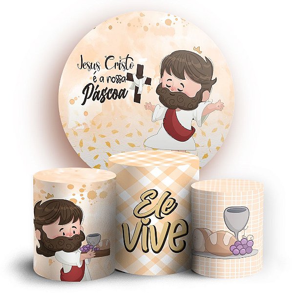 KIT Redondo e Trio - Jesus Pascoa - Sublimado 3D