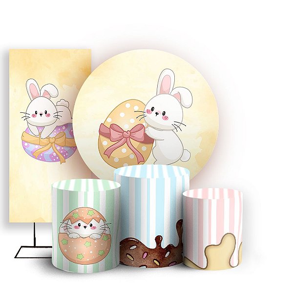 KIT Redondo Trio e Faixa - Pascoa - Sublimado 3D