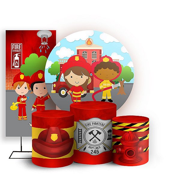 KIT Redondo Trio e Faixa - Bombeiro Baby - Sublimado 3D