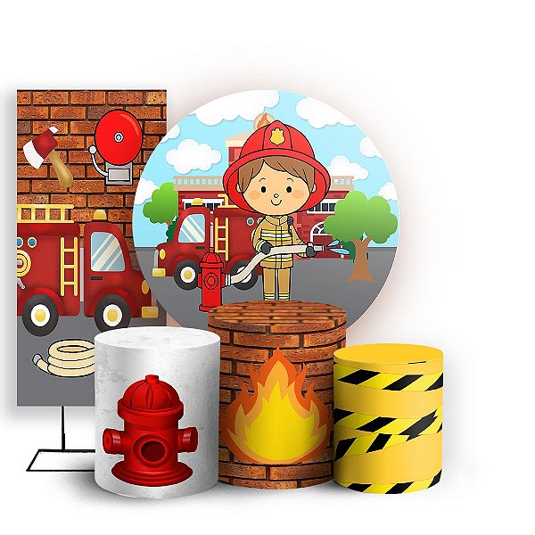 KIT Redondo Trio e Faixa - Bombeiro Baby - Sublimado 3D