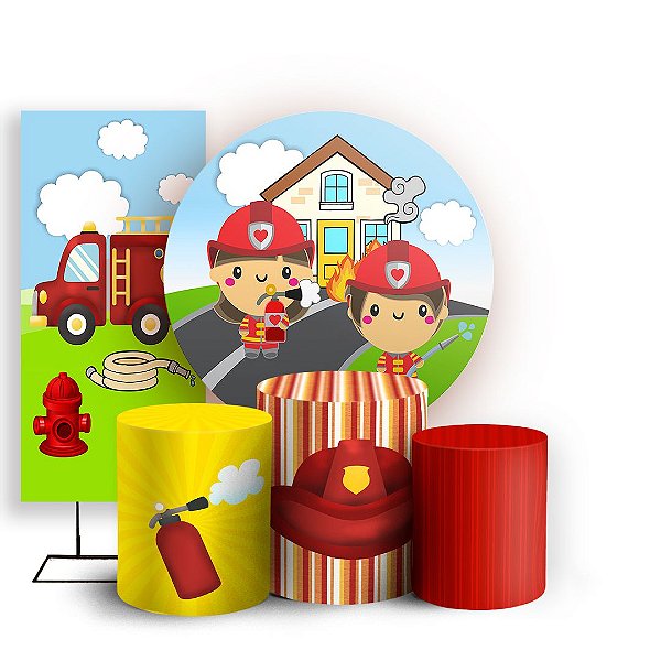 KIT Redondo Trio e Faixa - Bombeiro Baby - Sublimado 3D