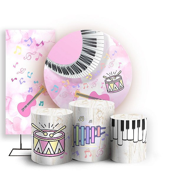 KIT Redondo Trio e Faixa - Nota Musical - Sublimado 3D