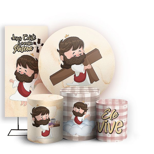 KIT Redondo Trio e Faixa - Jesus Pascoa - Sublimado 3D