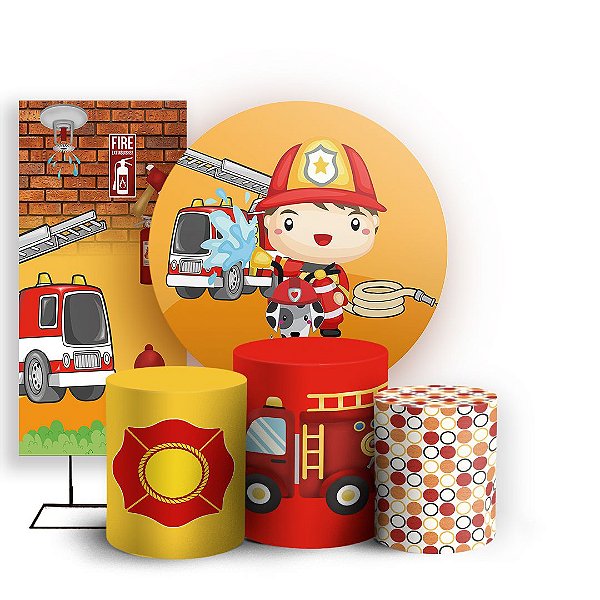KIT Redondo Trio e Faixa - Bombeiro Baby - Sublimado 3D