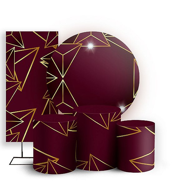 KIT Redondo Trio e Faixa - Abstrato - Sublimado 3D