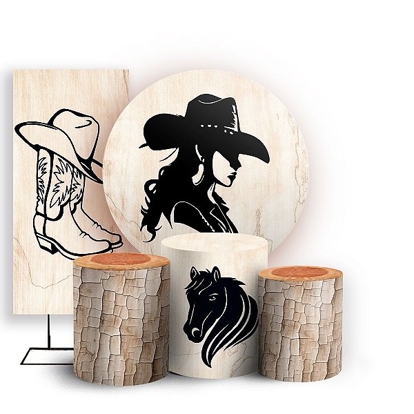 KIT Redondo Trio e Faixa - Boiadeira Cavalo - Sublimado 3D
