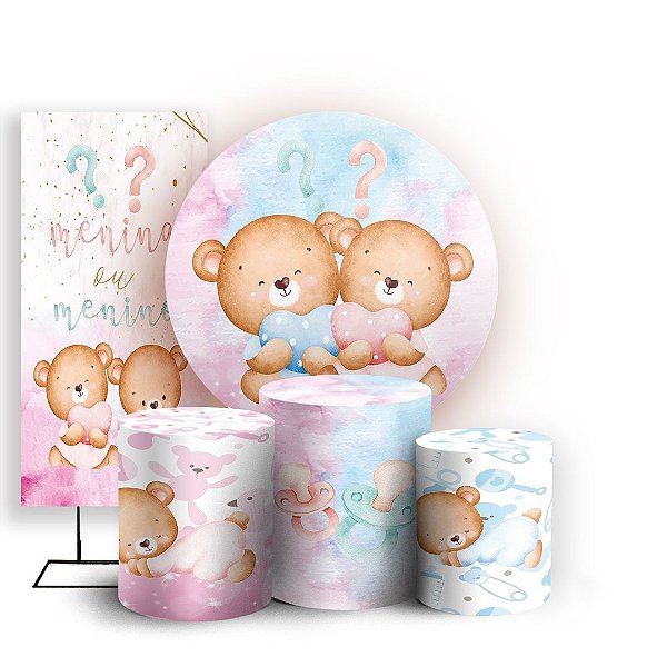 KIT Redondo Trio e Faixa - Cha Revelacao - Sublimado 3D