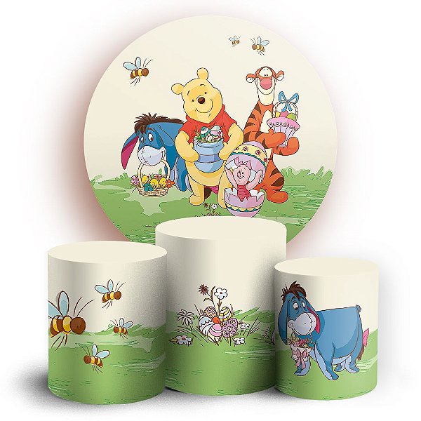 KIT Redondo e Trio - Ursinho Pooh Pascoa - Sublimado 3D