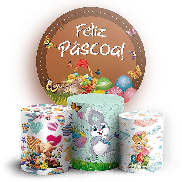 KIT Redondo e Trio - Feliz Pascoa - Sublimado 3D