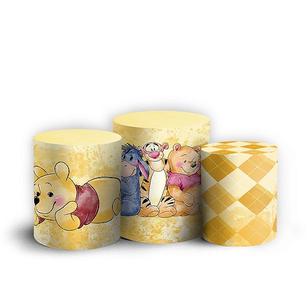 Trio Cilindro - Ursinho Pooh - Sublimado 3D + Elástico