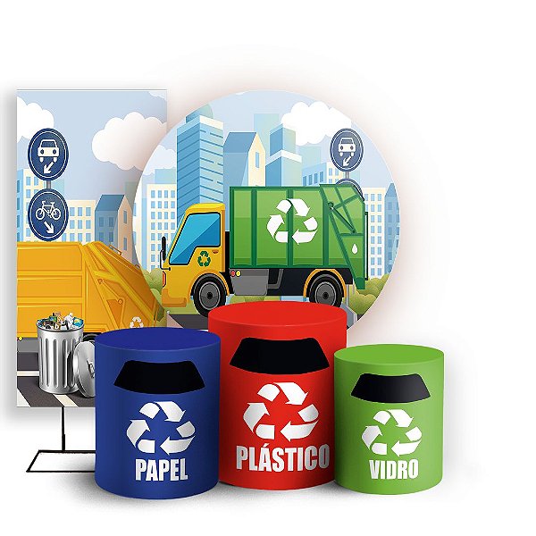 KIT Redondo Trio e Faixa - Reciclagem - Sublimado 3D