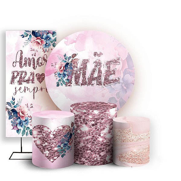 KIT Redondo Trio e Faixa - Dia das Maes - Sublimado 3D