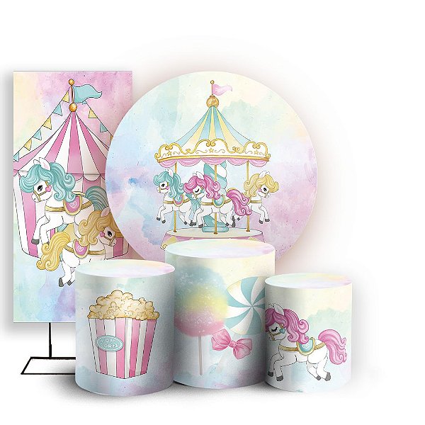 KIT Redondo Trio e Faixa - Carrosel - Sublimado 3D