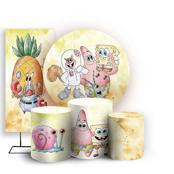KIT Redondo Trio e Faixa - Bob Esponja - Sublimado 3D