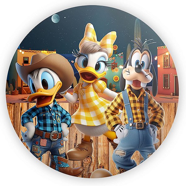 Painel Redondo - Mickey Fazendinha - Sublimado 3D