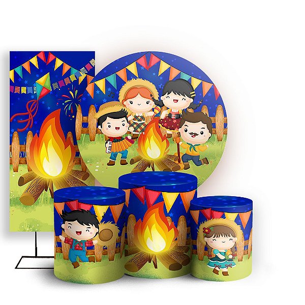 KIT Redondo Trio e Faixa - Festa Junina - Sublimado 3D