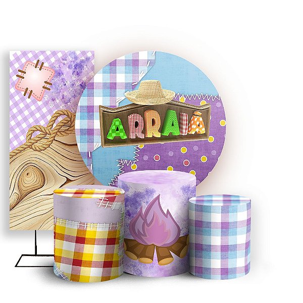 KIT Redondo Trio e Faixa - Festa Junina - Sublimado 3D