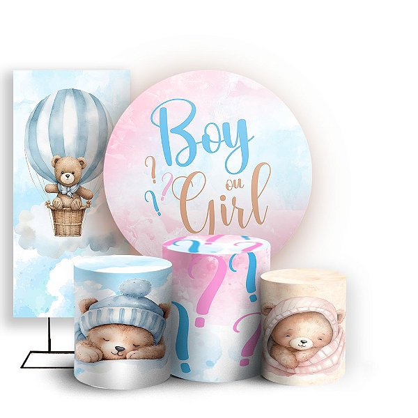 KIT Redondo Trio e Faixa - Cha Revelacao - Sublimado 3D