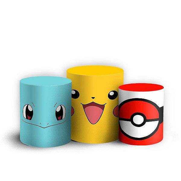 Trio Cilindro - Pokemon - Sublimado 3D + Elástico