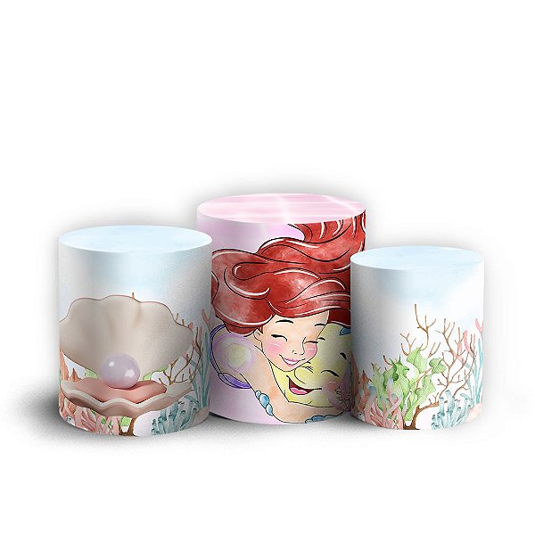 Trio Cilindro - Ariel Aquarela - Sublimado 3D + Elástico