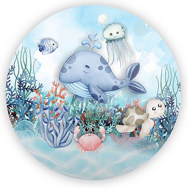 Painel Redondo - Fundo Do Mar - Sublimado 3D
