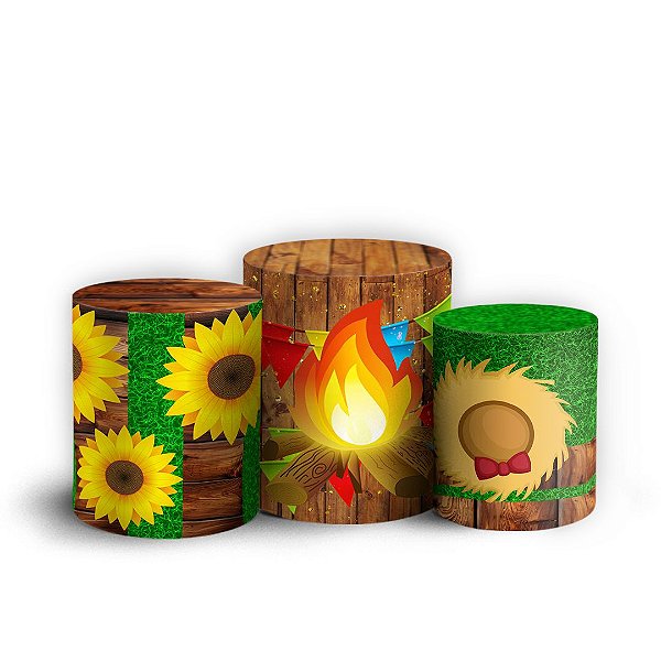 Trio Cilindro - Festa Junina - Sublimado 3D + Elástico