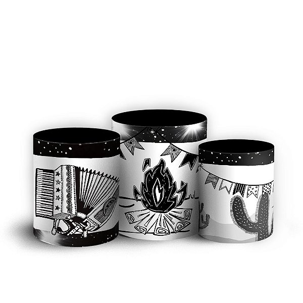 Trio Cilindro - Festa Junina - Sublimado 3D + Elástico