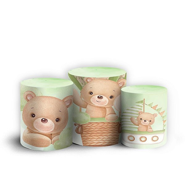 Trio Cilindro - Urso Verde - Sublimado 3D + Elástico