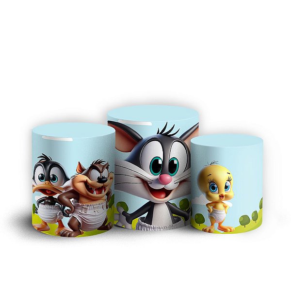 Trio Cilindro - Looney Tunes - Sublimado 3D + Elástico