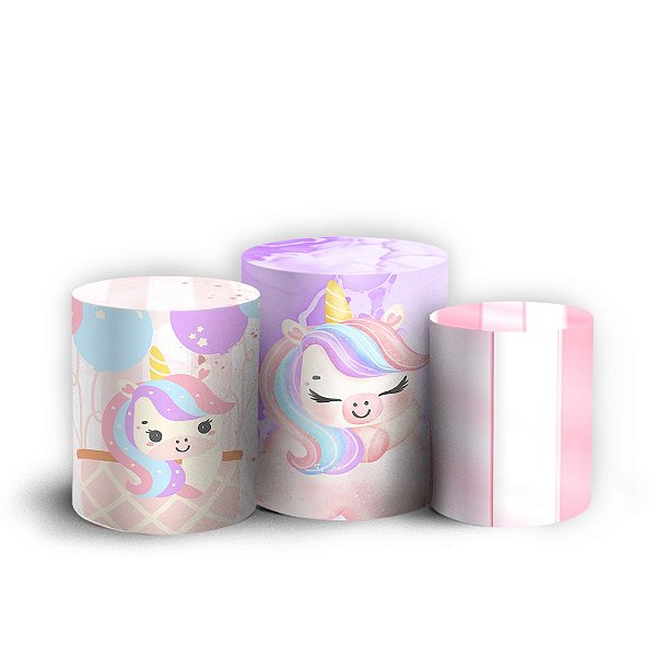 Trio Cilindro - Unicornio - Sublimado 3D + Elástico