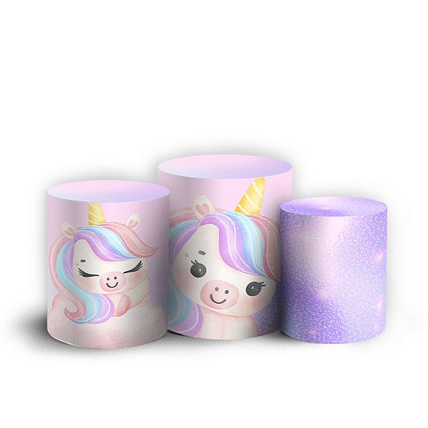 Trio Cilindro - Unicornio - Sublimado 3D + Elástico