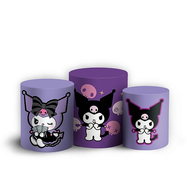 Trio Cilindro - Kuromi Lilas - Sublimado 3D + Elástico