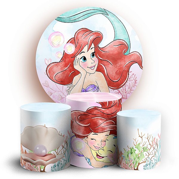 KIT Redondo e Trio - Ariel Aquarela - Sublimado 3D