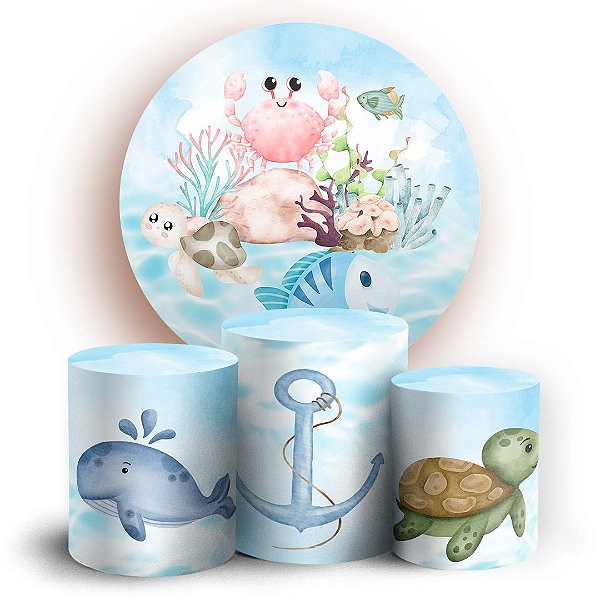 KIT Redondo e Trio - Fundo Do Mar - Sublimado 3D