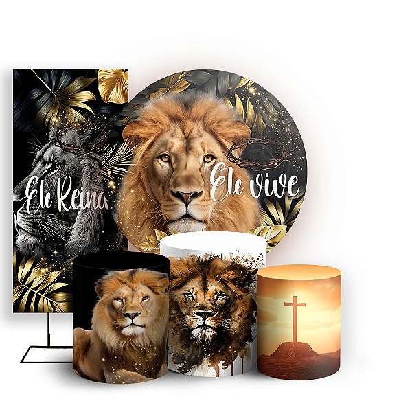 KIT Redondo Trio e Faixa - Jesus Leao De Juda - Sublimado 3D