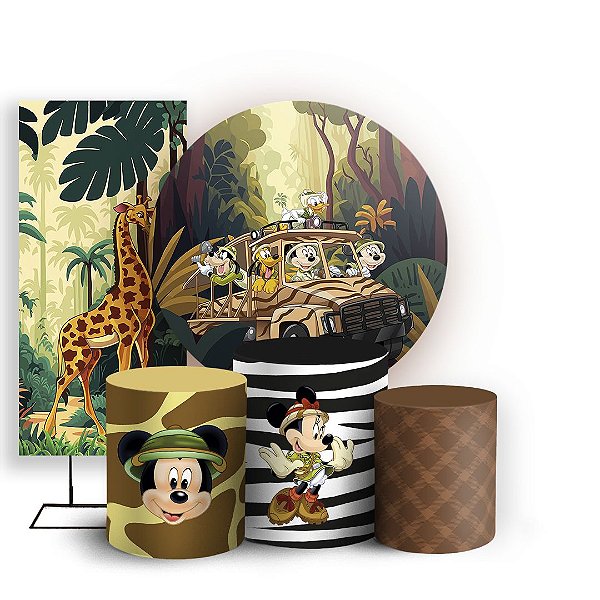 KIT Redondo Trio e Faixa - Mickey Safari - Sublimado 3D