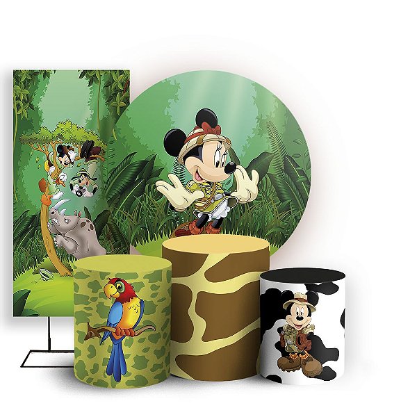 KIT Redondo Trio e Faixa - Mickey Safari - Sublimado 3D