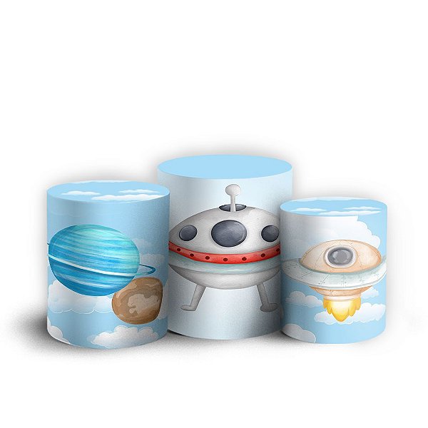 Trio Cilindro - Astronauta Galaxia - Sublimado 3D + Elástico