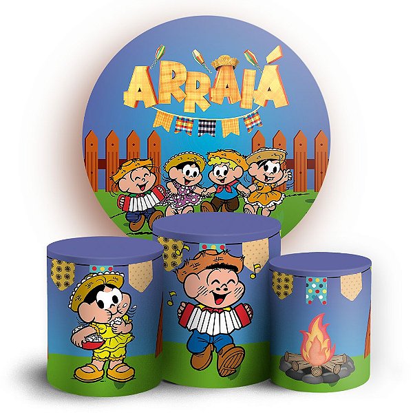 KIT Redondo e Trio - Festa Junina Turma da Monica - Sublimado 3D