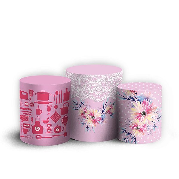 Trio Cilindro - Cha de Cozinha - Sublimado 3D + Elástico