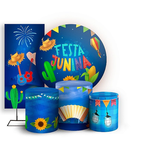KIT Redondo Trio e Faixa - Festa Junina - Sublimado 3D