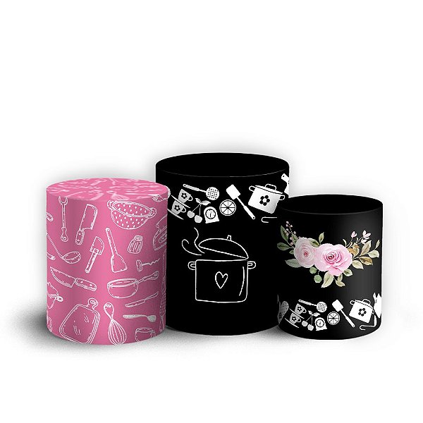 Trio Cilindro - Cha de Cozinha - Sublimado 3D + Elástico