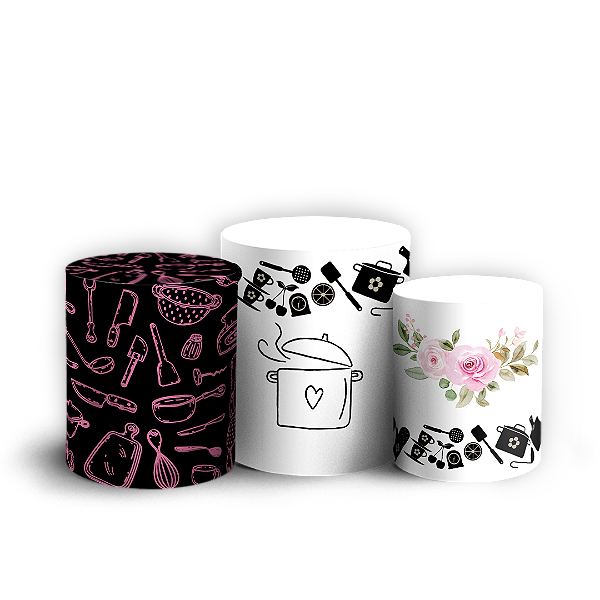 Trio Cilindro - Cha de Cozinha - Sublimado 3D + Elástico