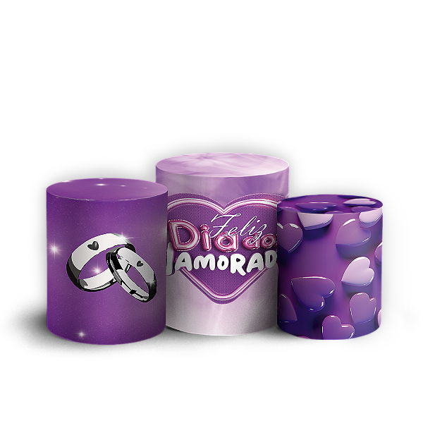 Trio Cilindro - Dia Dos Namorados - Sublimado 3D + Elástico